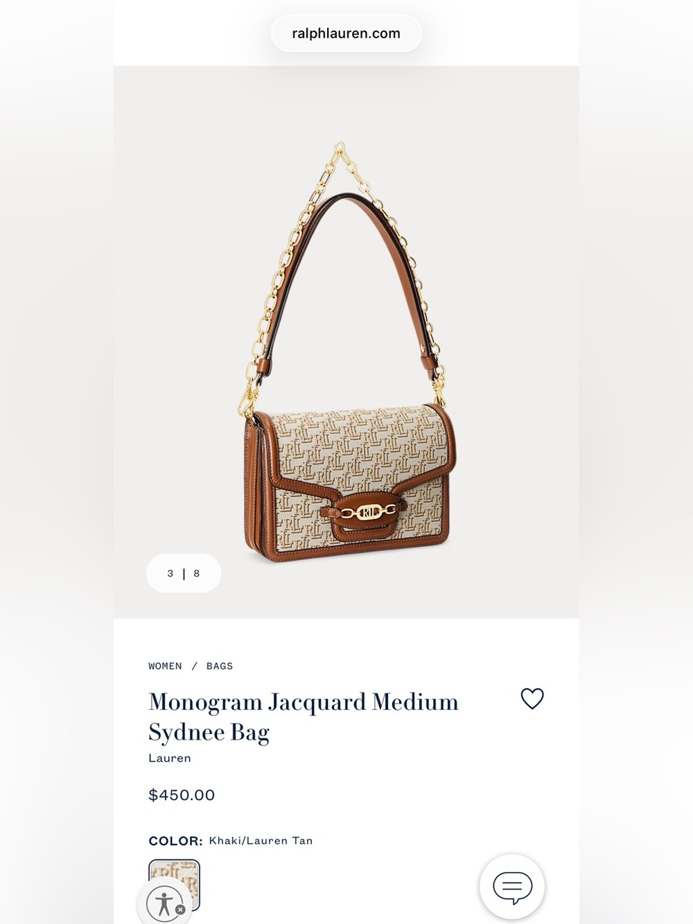 Ralph Lauren Monogram Jacquard Medium Sydnee Bag